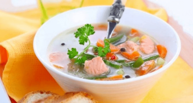 حساء السمك مع حمية البروتين